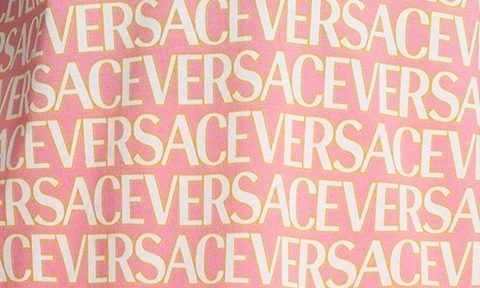 Versace lettering that appears across one of the brand's polo shirts.