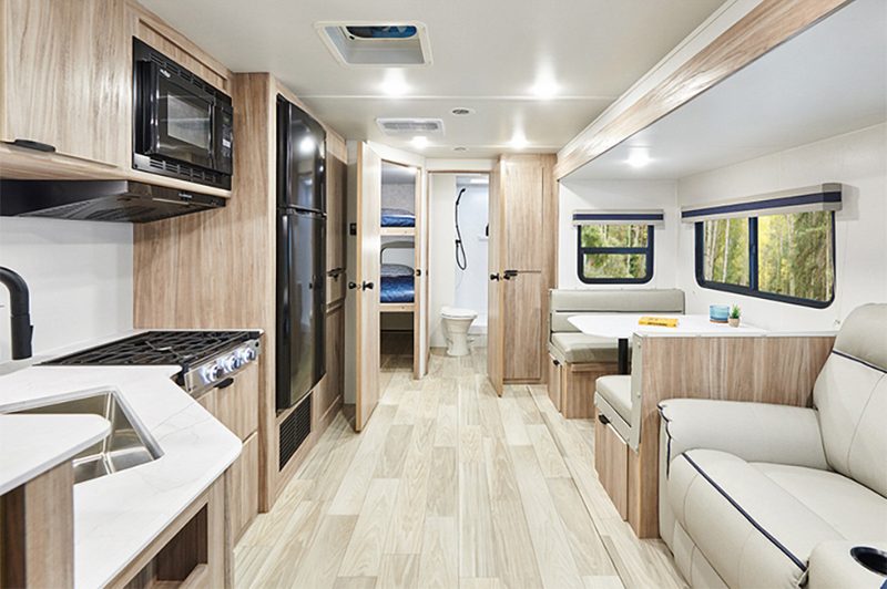 Interior of Winnebago's Access travel trailer.