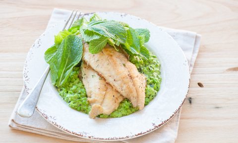 Pea puree with fish