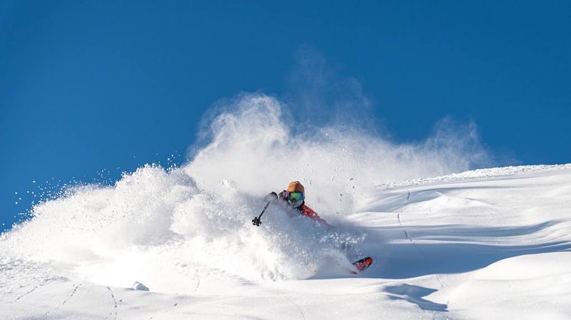 Man powder skiing at Solitude Mountain