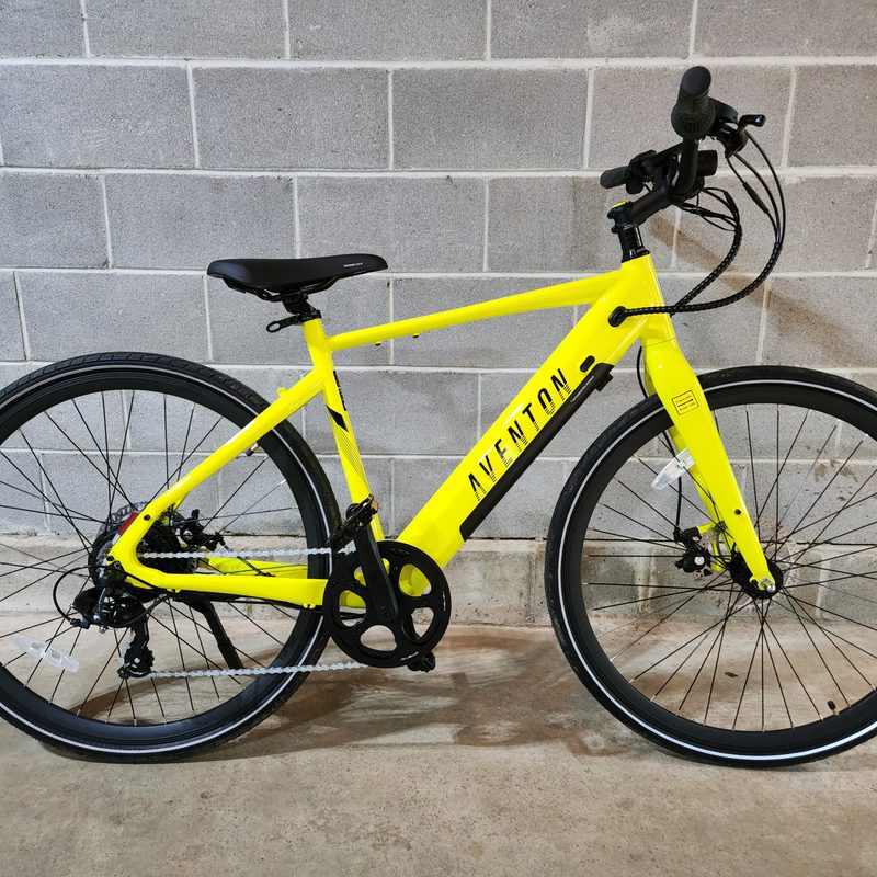 Aventon Soltera.2 parked in front of a concrete wall
