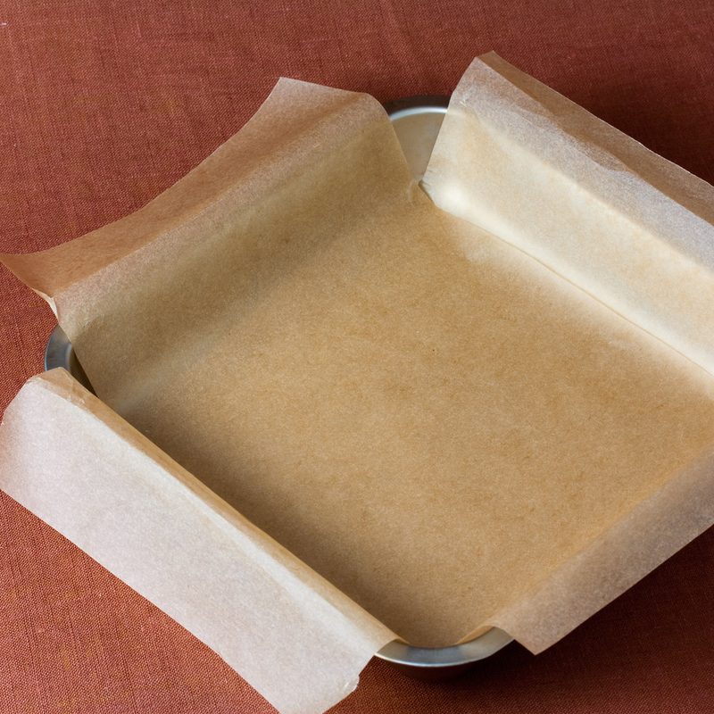 Baking dish with parchment lining