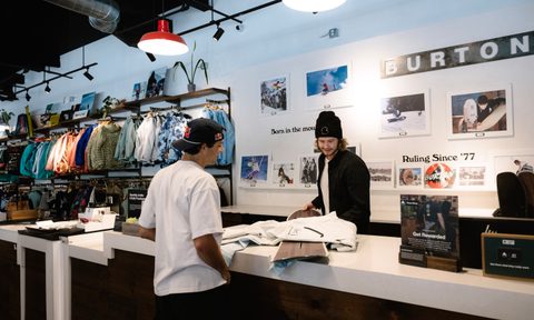 snowboarder exchanging gear
