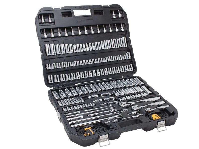 An opened 192-piece DeWALT tool kit.