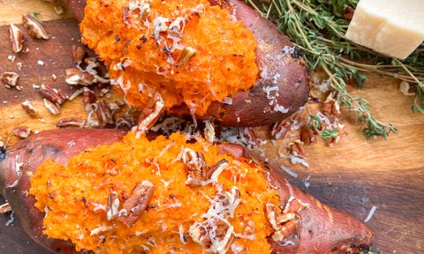 Twice baked sweet potatoes