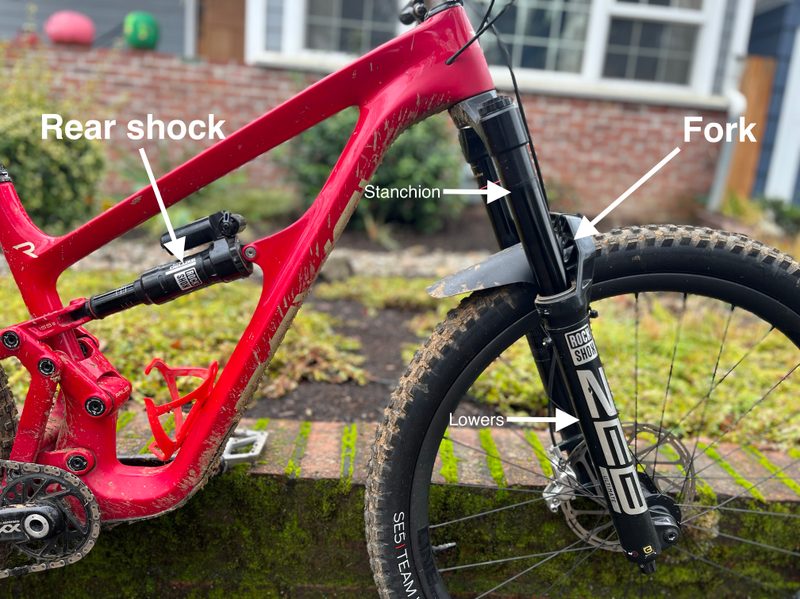 Mountain bike suspension labeled