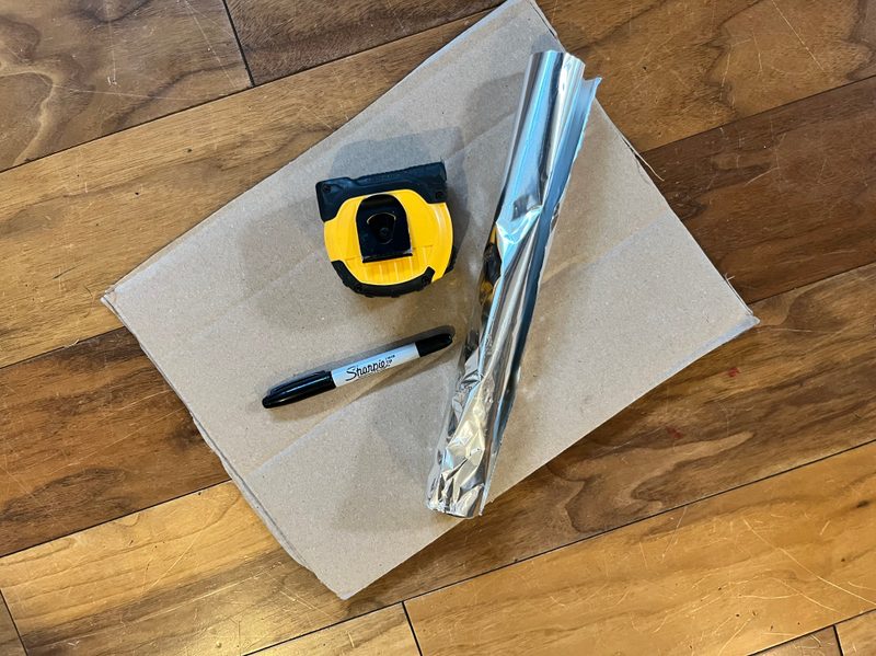 A piece of cardboard, aluminum foil, a permanent marker, and a measuring tape are what is needed to measure your sit bones.