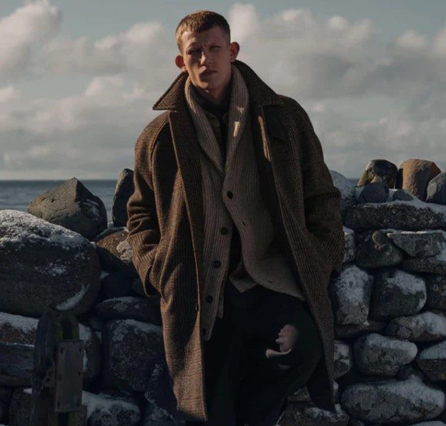 Man wearing Johnstons of Elgin Balmacaan Wool Coat