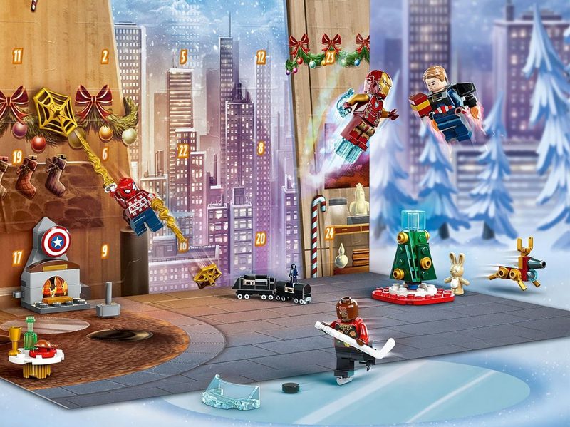 A scene from the Lego Marvel Avengers 2023 Advent calendar featuring Iron Man and Captain America.