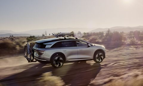 Lucid Gravity SUV driving on a road