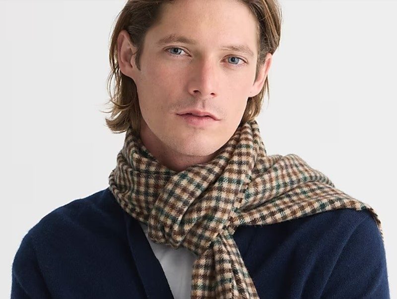 Man wearing Joshua Ellis Cashmere Scarf