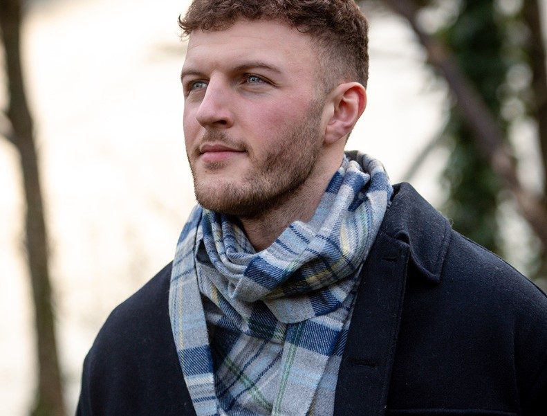 Man wearing Weavers of Ireland Merino Wool Scarf