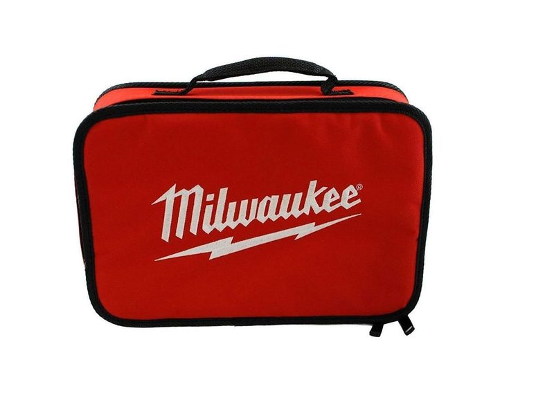 The front of a Milwaukee logo tool bag.