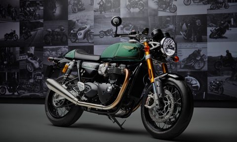 Right side of the 2024 Triumph Thruston Final Edition, the last year for the ultimate cafe racer.