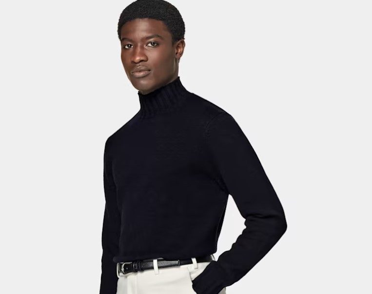 Suit Supply Navy Mock Turtleneck