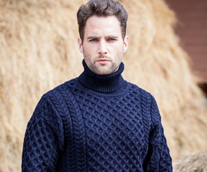 Man wearing a Weavers of Ireland Turtleneck