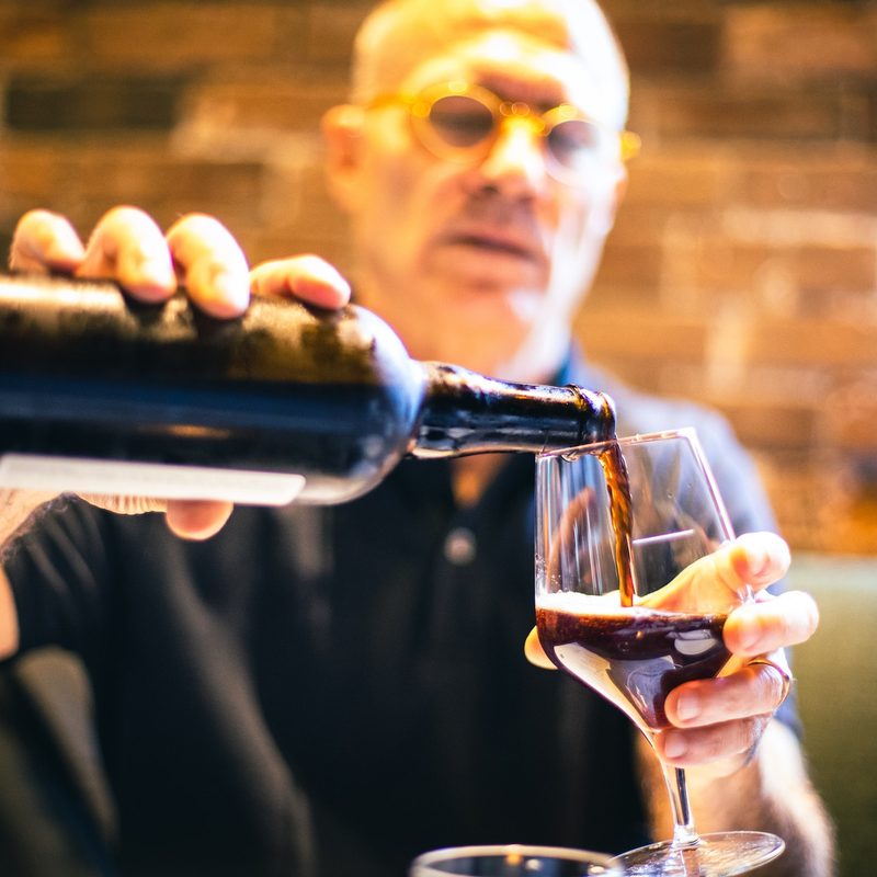 Pouring a stout beer