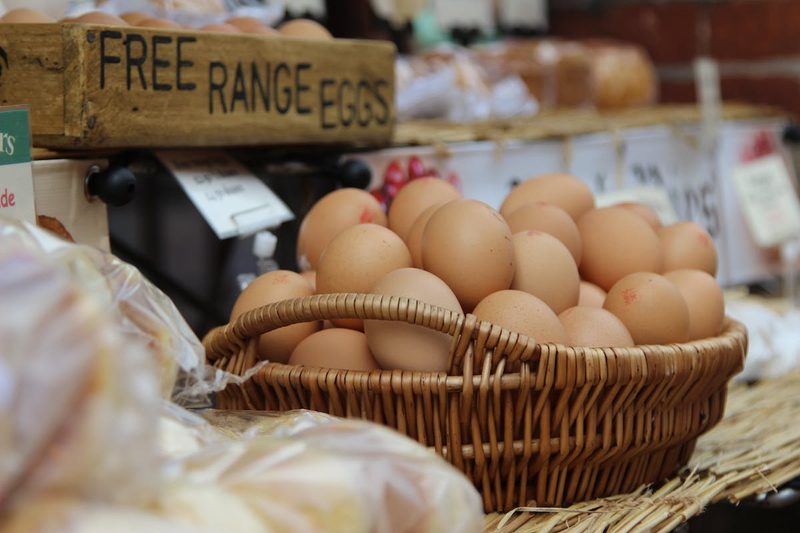 basket of brown free-range eggs