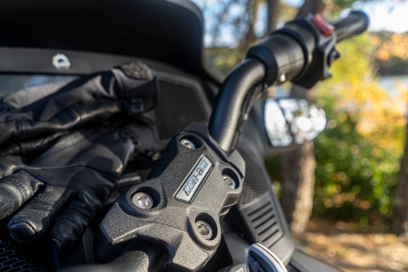 Closeup of the handlebars of a CAN-AM Spyder RT Limited.