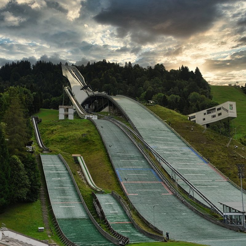 Ski jump facility in the offseason