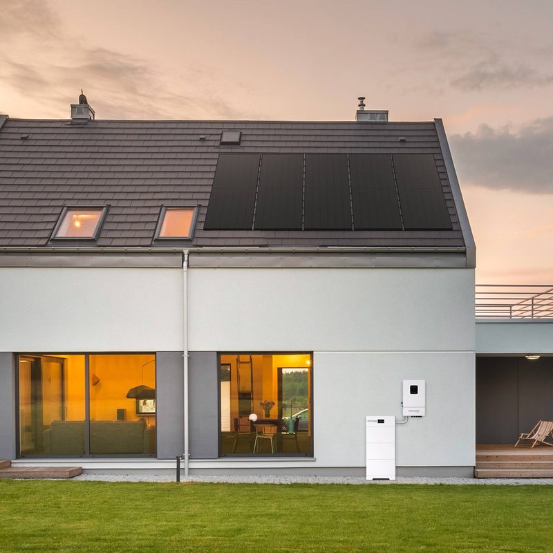 Geneverse PowerPillar solar home battery backup system installed on a modern home
