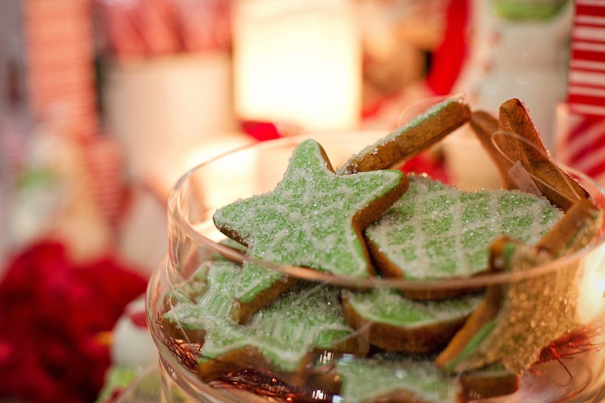 holiday cookies in a bowl