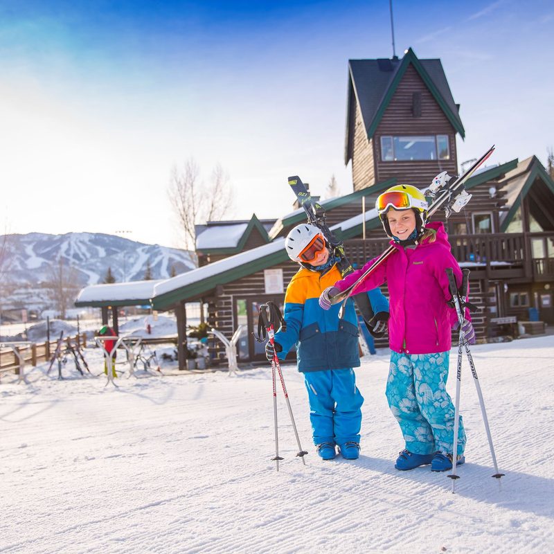 Kids getting ready to ski Howelsen Hill