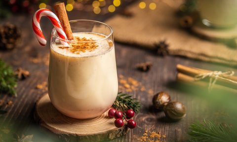 Eggnog with spicy cinnamon for Christmas and winter holidays