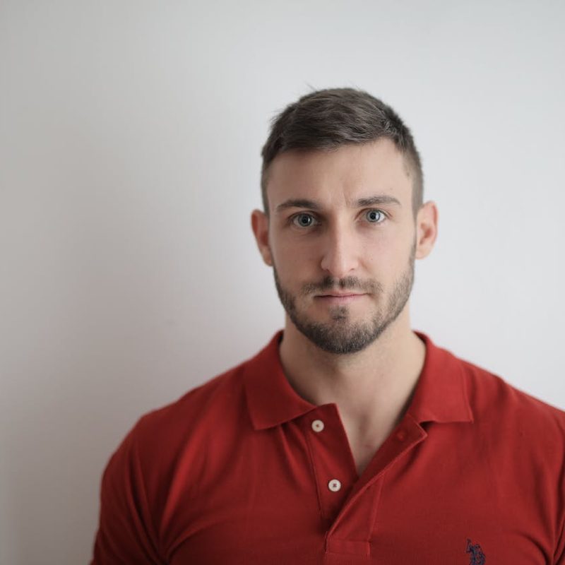 Man in a red shirt
