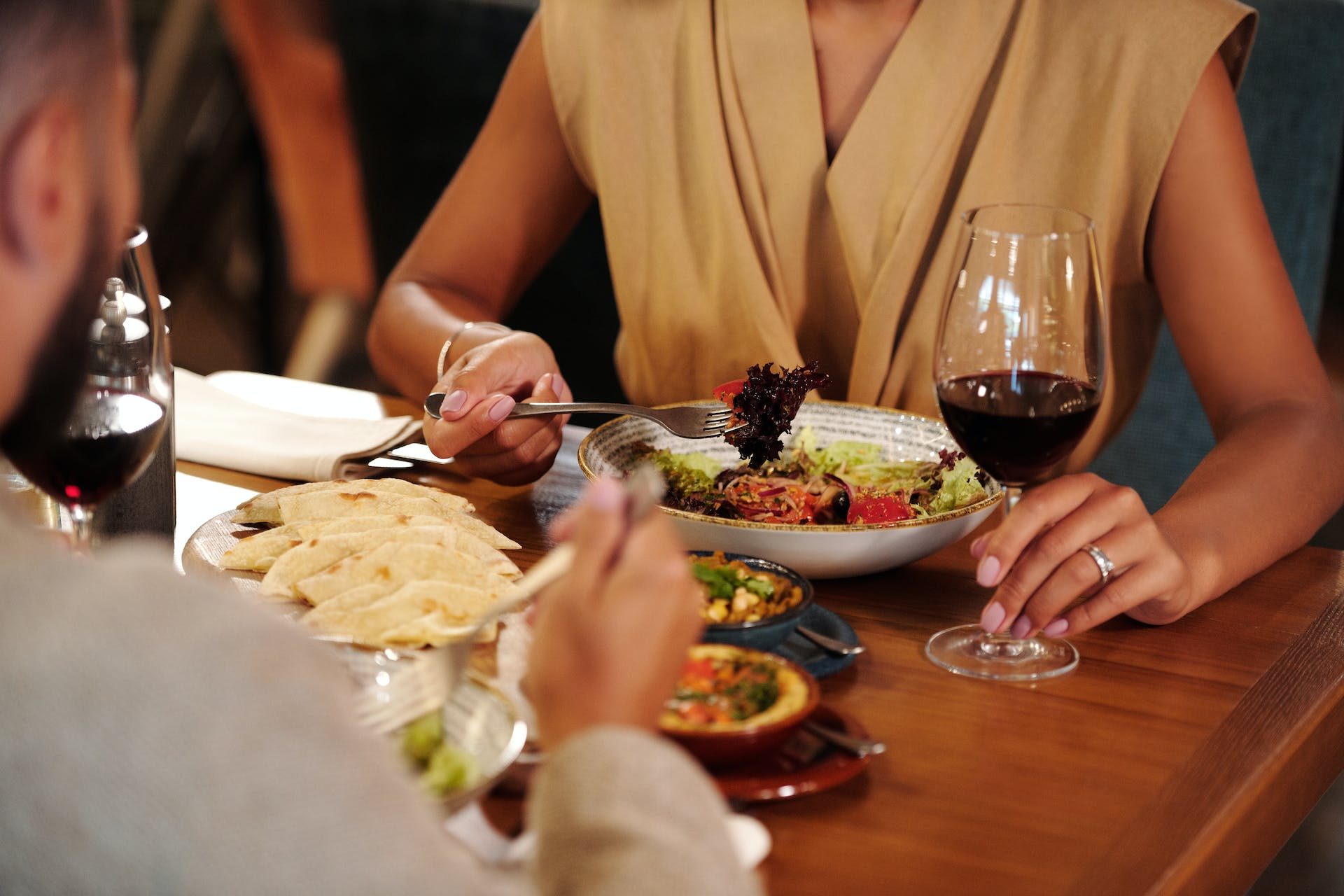 Dinner with red wine