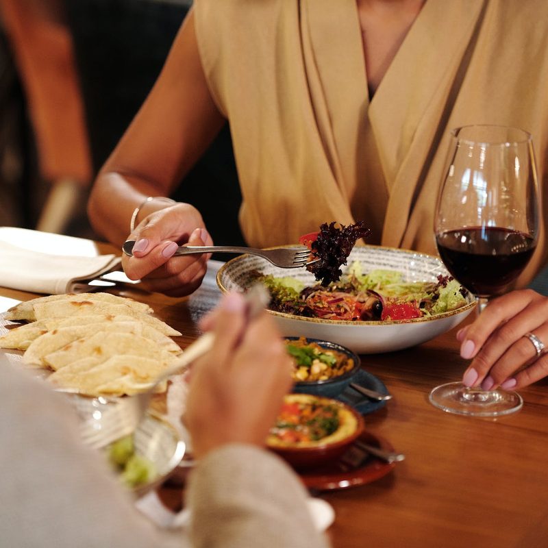 Dinner with red wine