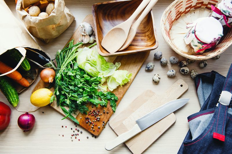 Vegetables chopped on a cutting board