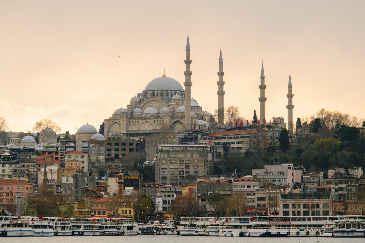 The Istanbul, Turkey skyline at sunset