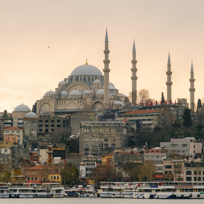 The Istanbul, Turkey skyline at sunset