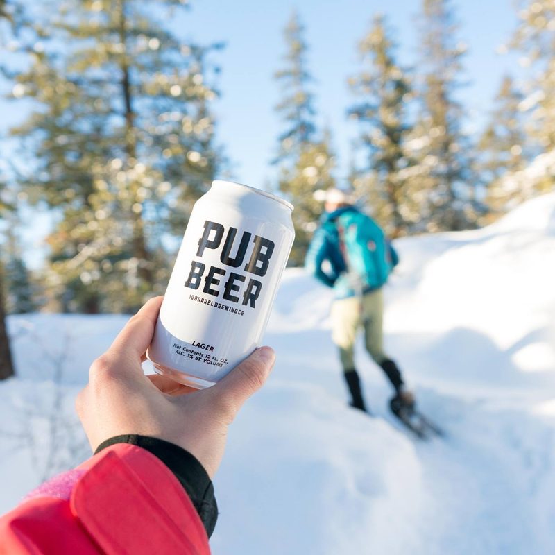 Pub Beer outside in snow
