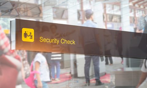 Security check sign in airport