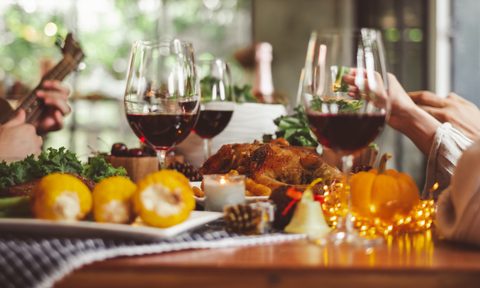 Food dinner meal on table for Christmas and Thanksgiving celebration