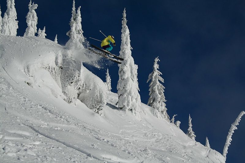 Skier getting air at Whitefish / Big Mountain