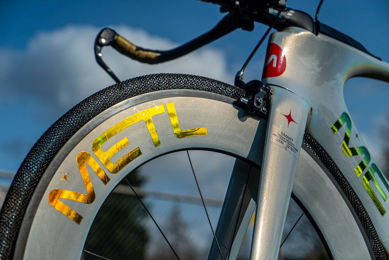 The Smart Tire Company's METL airless tire mounted to a wheel branded METL