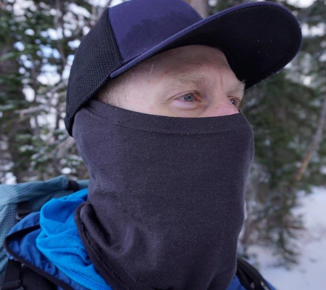 Man wearing Outdoor Vitals Merino Wool Neck Gaiter