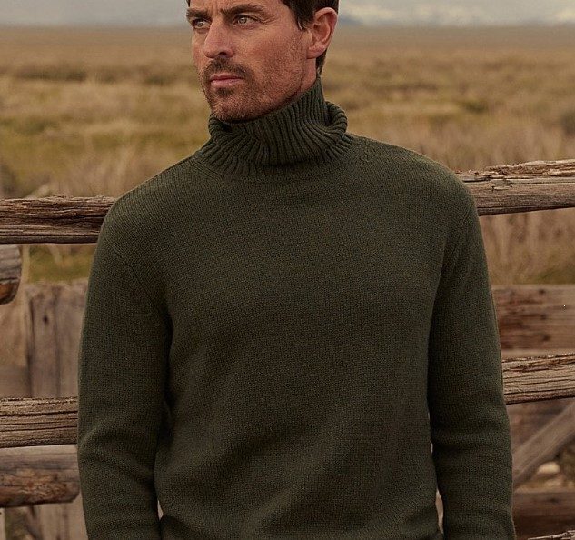Man wearing Overland Cashmere Sweater