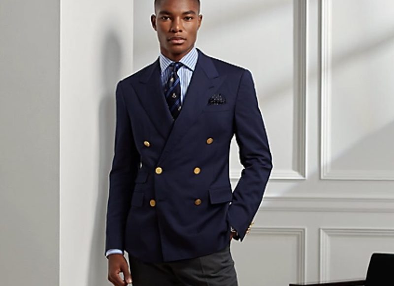 Man wearing Ralph Lauren Gregory Hand Peak Lapel Blazer