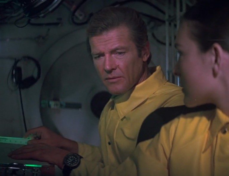 Roger Moore as James Bond wearing Seiko
