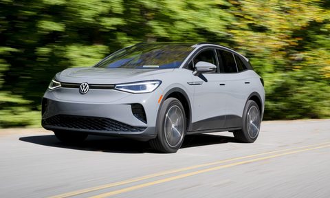 The VW ID.4 SUV driving on the road
