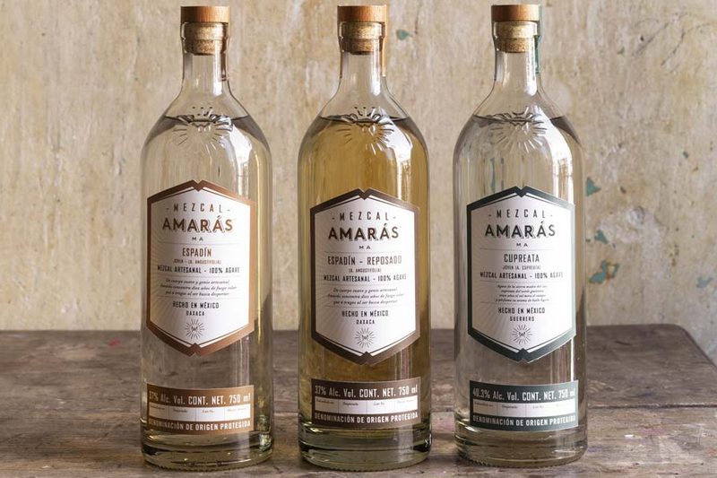 Amaras mezcal bottles.