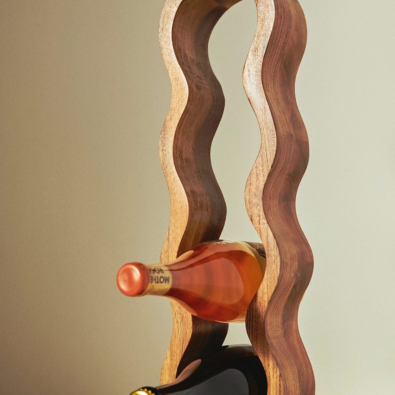 Anthropologie wavy wooden wine rack