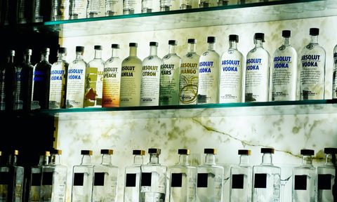 Shelves of vodka