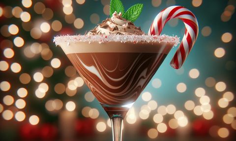 A chocolate peppermint martini cocktail