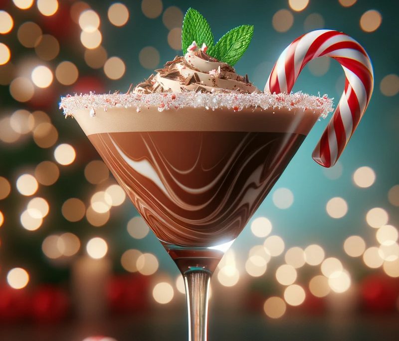 A chocolate peppermint martini cocktail