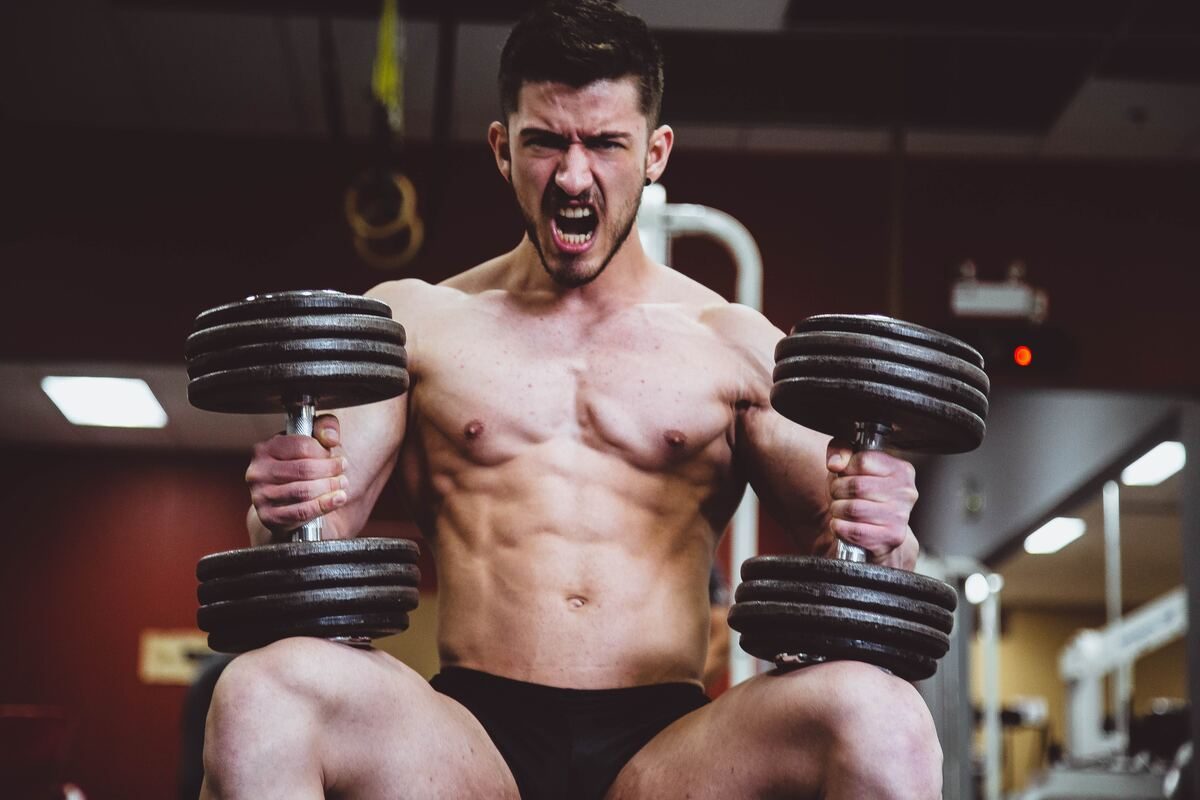 Man with dumbbells